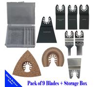 9 + Scatola Lama Oscillante Multiuso Attrezzo Nero E Decker Fein Dremel Bosch