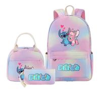 (9) Set di zaini Stitch da 3 pezzi, multitasche, casual, da viaggio, per adolescenti, di alta qualitÃ .