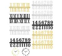 9 Set Numeri per Orologio, Arabi e Romani, Nero Argento Oro | Numeri per orologio in plastica con cifre arabe e romane, nero argento e oro, per quadranti fai da te e riparazione