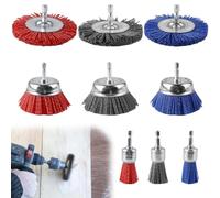 9 spazzole per pentole in filo di nylon, 3 misure, in nylon, spazzola per la pulizia e la rimozione di corrosione, colore e ruggine, spazzola in nylon con codolo esagonale da 1/4 pollici