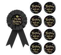9 spille a bottone con scritta "It's My Birthday", per ragazze, per compleanno, per donne per 18°, 21°, 25°, 30° compleanno, badge per feste di buon compleanno, banda stagnata, rosetta