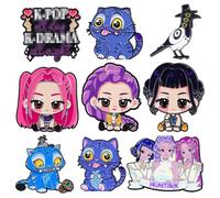 9 spille K-Kpop, spille smaltate a tema anime, per giacche e borse, spille a tema cacciatori, per bambini e adulti