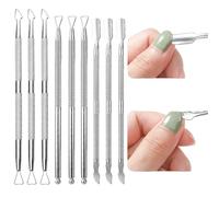 9 spingi cuticole a doppia testa per rimuovere lo smalto gel UV e tagliacuticole per rimuovere la pelle morta, raschietto per unghie in acciaio inox, strumenti per unghie di mani e piedi