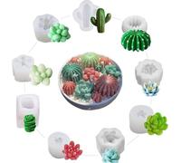 9 stampi in silicone per piante grasse e cactus, per candele, sapone, cera, resina, colata, arte, artigianato