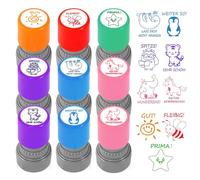 9 timbri autoinchiostranti per insegnanti, elogi, incoraggiamento, per bambini, per insegnanti, valutazione, premio, motivazione, francobolli, cartoni animati, sigillo di lode, incoraggiamento