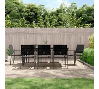 9-TLG. Gruppo da giardino in polyrattan e acciaio, nero, 200 x 100 x 74 cm, resistente alle intemperie, per terrazza, balcone, sala da pranzo, alta capacità