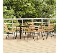 9-TLG. Gruppo da giardino in polyrattan, nero, con telaio in acciaio, tavolo da 200 x 100 cm, 8 sedie, per terrazze, balcone, esterno