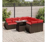 9-TLG. - Set di divani da giardino in rattan di acacia con cuscino, 100 x 55 cm, design modulare per terrazza, balcone