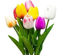 9 tulipani artificiali come veri, tulipani artificiali, realistici, materiale in lattice, fiori artificiali, tulipani, composizioni per la casa, decorazione della stanza, feste, matrimoni, decorazioni