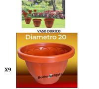 9 Vasi Dorico Ø20cm Altezza 15,5cm 2,5L Colore Terracotta Polipropilene Vaso