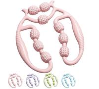 9 Wheel Circular Leg Clamp, Handheld Ring-Shaped Leg Clamp, Portable Versatile Massage Tool, Massage Roller Muscle Relaxer, for Legs Neck Muscle Hand Arm Relaxer (Pink)