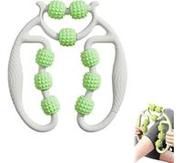 9 Wheel Circular Leg Clamp,Leg Massager Roller, Multifunctional Ring Roller, Ring Clamp Legs Massagers, for Legs Neck Muscle Hand Arm Relaxer (White-Green)