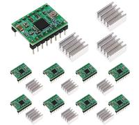 9 x A4988 modulo driver motore passo passo, driver motore passo passo A4988 16, produzione di macchine SMT, tensione regolabile, con dissipatore di calore, adatto perArduino Raspberry Pifor (verde)