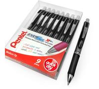 9 X Pentel Energel BL80 - Retraibile Liquido Gel Inchiostro Penna - 1.0mm - Nero