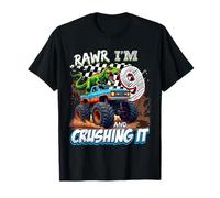 9 Year Old Boys 9th Birthday Monster Truck Dinosaur T-Rex Maglietta
