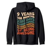 9 Years 108 Months 3287 Days Of Being Awesome Anniversario Felpa con Cappuccio