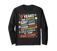 9 Years 108 Months 3287 Days Of Being Awesome Anniversario Maglia a Manica
