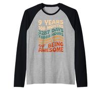 9 Years 108 Months 3287 Days Of Being Awesome Anniversario Maglia con Maniche Raglan