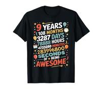 9 Years 108 Months 3287 Days Of Being Awesome Anniversario Maglietta