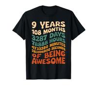 9 Years 108 Months 3287 Days Of Being Awesome Anniversario Maglietta
