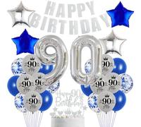 90 anni compleanno decorazione blu argento 90 anni Uomo compleanno blu navy argento 90 anni Uomo decorazione festa palloncini 90 anni compleanno blu argento 90 anni Palloncini Uomo