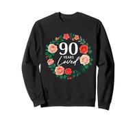 90 Anni Loved Rose Flower 90 Anni Donne 90° Compleanno Felpa