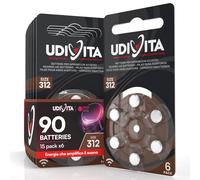 90 Batterie Pile Udivita 312 Senza Mercurio PR41 Apparecchi Acustici Udito