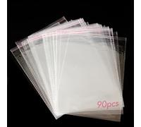 90 Bustine di Cellophane Trasparenti Autoadesivi. Sacchetti di Plastica OPP con Cucitura Sigillata e Foro di Ventilazione per Caramelle, Regali, Gioielli, Carte, Cioccolatini, Foto.