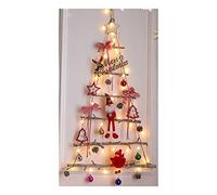 90 Centimetri/3ft Alto di Natale Illuminato Ramoscello Albero Muro 40 Bianco Caldo LED A Batteria Luci Appeso Parete di Natale Decorazione di Legno Scala di Corda Soggiorno (Taglia unica, Colore 1)