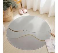 90 cm Tappeto Rotondo Crema Lavatrice Antiscivolo Tappeto per il Pavimento Minimalismo Linee Eleganza Dune Low Pile Tappeti per Camera da letto Soggiorno Accento Cucina Indoor
