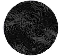 90 cm Tappeto Rotondo Nero Lavatrice Antiscivolo Tappeto per il Pavimento Minimalismo Linee Mappa Topografica Low Pile Tappeti per Camera da letto Soggiorno Accento Cucina Indoor
