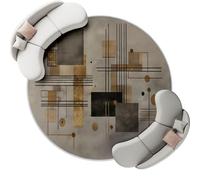 90 cm Tappeto Salotto Pelo Corto Cucina Antiscivolo Lavabile Rotondo, Cachi per Camera da Letto Morbido Tappetos Stampato Modernismo Della Metà Del Xx Secolo Linee, per Camera dei Bambini