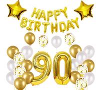 90° compleanno palloncini dorati set 90 anni decorazione compleanno oro set donna 90° compleanno decorazione per uomo Happy Birthday Gold numero 90 palloncini decorativi