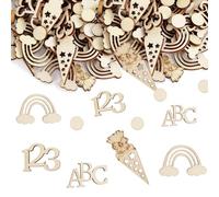 90 Decorazioni Forma Pesce Coriandoli Legno L'Iscrizione Scuola,Coriandoli Legno,Decorazionis Ritorno Scuola,Decorazioni Tavola per Bambini,Cono Caramelle ABC Arcobaleno 123 Punti