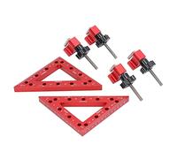 90 Degree Corner Clamp for Woodworking | High Hardness Aluminum Alloy Right Angle Clamp | Red Triangular Clamp for Furniture/Cabinets/Picture Frames | 2 Clamps + 4 Fixtures