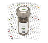 90 Etichette per Spezie Italiano, con Illustrazioni, eleganti, in materiale Impermeabile, Lavabile, con QR Code per ricette e informazioni/adesivi per barattoli cucina, porta spezie da appendere