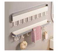 90° Foldable Towel Rack for Bathroom, Wall Mounted Towel Bar with Adjustable Sliding Hooks, Rustproof Carbon Steel Aluminum Organizer, No-Drill Space Saving Towel Holder(Gray,30cm/1ft)