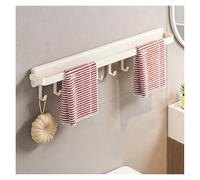 90° Foldable Towel Rack for Bathroom, Wall Mounted Towel Bar with Adjustable Sliding Hooks, Rustproof Carbon Steel Aluminum Organizer, No-Drill Space Saving Towel Holder(Bianco,30cm/1ft)