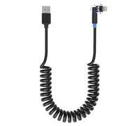 90 Gradi Cavo iPhone Spirale per Apple Carplay con Testina Girevole a 360 Gradi [Certificato MFi] Cavo Apple Carplay con Sincronizzazione Dati, Cavo Lightning Spirale di Corto per iPhone/Pad/Pod