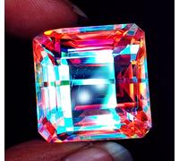 90 + KT Forma Quadrata Mystic Quarzo Loose Gemma Certificato Con Omaggio