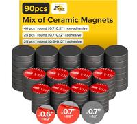 90 magneti in ferrite inclusi 40 pezzi da 0,7" x 0,2", non adesivi, 25 da 0,7" x 0,12" e 25 da 0,6" x 0,12"