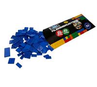 90 mattoncini da costruzione per piastrelle, 1 x 2, 2 x 2, 2 x 4, con gommini compatibili in 34 colori (663 - blu)