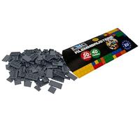 90 mattoncini da costruzione per piastrelle, 1 x 2, 2 x 2, 2 x 4, con gommini compatibili in 34 colori (851 - grigio scuro)