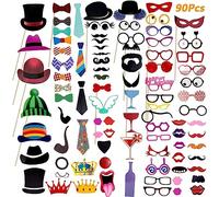 90 Pcs Photo Booth Props, Comius Sharp Puntelli Per Selfie Di Partito - Divertente Strano Matrimonio Foto Set Up Oggetti Di Scena Festa Di Compleanno Forniture Decorazione Set Per Adulti Bambino
