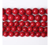 90 perline di pietra naturale da 4 mm, pietre turchesi rosse, rotonde sfuse per la creazione di gioielli, pietra energetica, potere curativo, braccialetti fai da te (perle rosse turchesi, 4 mm)