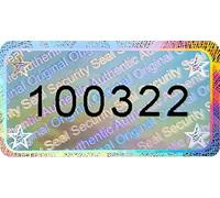 90 pezzi - 3D ologramma con numero di serie - 30 x 16 mm argento lucido - Sigillo di sicurezza, etichette di sicurezza, etichette autoadesive, etichette per sigilli