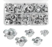 90 Pezzi T Dado Filettato, M3 M4 M5 M6 M8 Dado Zincato a Quattro Griffe, 4 Denti