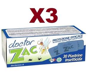 90 PIASTRINE DOCTOR ZAC PROTEZIONE ANTI ZANZARE COMUNI TIGRE E PICCOLI INSETTI