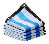 90% Rete Ombreggiante Blu e Bianco Strisce, 6 Pin Rete Telo Ombra Telone Oscurante con Occhielli Antistrappo Tessuto Ombra per Serra Balcone 1X1M 2X2.0M 3X3.0M 4X4.0M 5X5M 6X6M(3.5x15m)