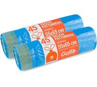 , 90 Sacchi per Pattumiera, Maniglie Tira E Chiudi, 55X65Cm, 40 Litri, Blu, 90 U